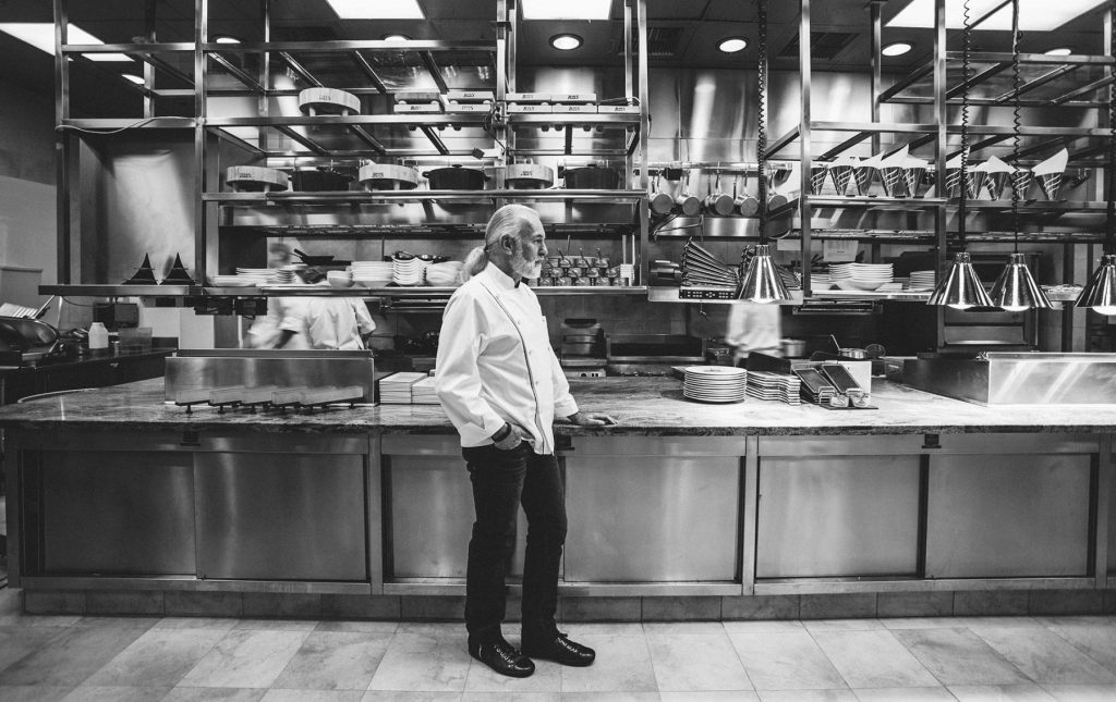 Chef Hubert Keller in the kitchen